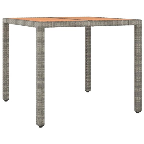 Garden Table with Wooden Top Grey Poly Rattan&Solid Wood Acacia vidaXL