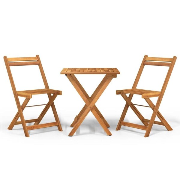 3 Piece Folding Bistro Set Solid Wood Acacia vidaXL