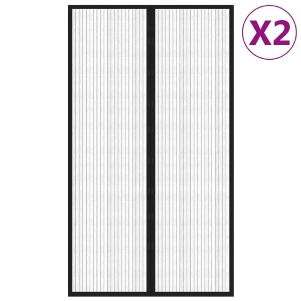 Insect Door Curtains 2 pcs with Magnet Blocks Black 200x80 cm vidaXL