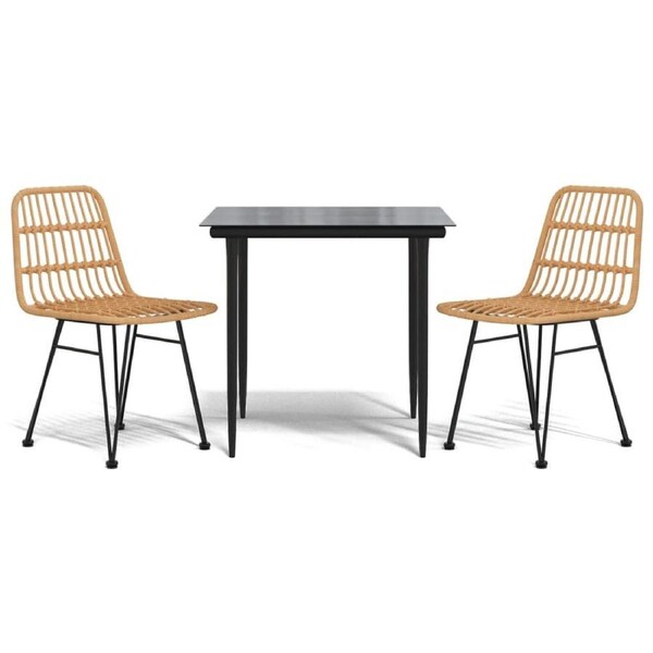 3 Piece Garden Dining Set Poly Rattan vidaXL