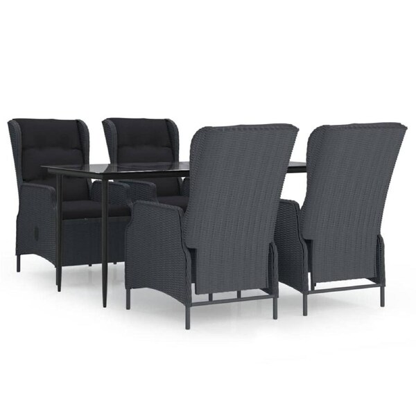 5 Piece Garden Dining Set Dark Grey Poly Rattan vidaXL