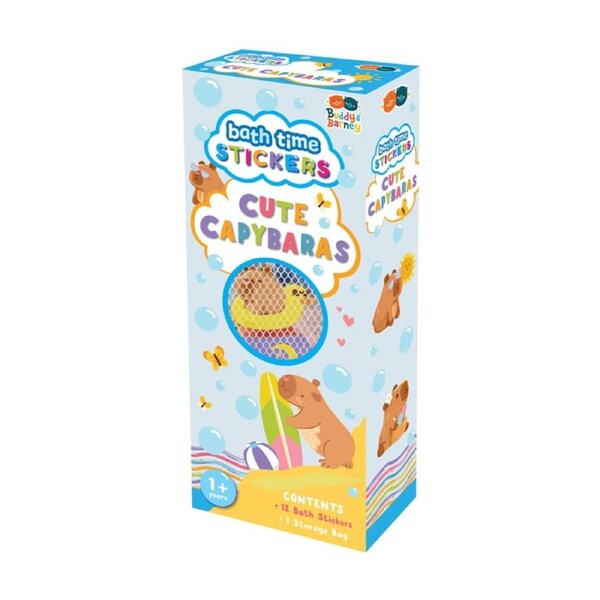 BATH STICKERS Cute Capybaras Chunky EVA Foam Stickers With Mesh Bag Float And Stick To Tub 12 Pieces 12 Months Plus - Buddy And Barney