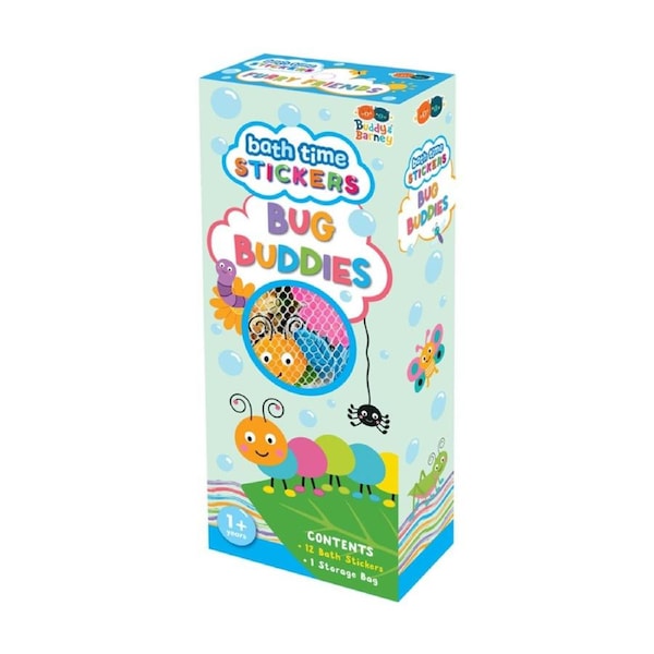 BUDDY & BARNEY BATH STICKERS - Bug Buddies - Chunky EVA Foam Stickers With Mesh Bag - Float And Stick To Tub - 12 Pieces - 12 Months+