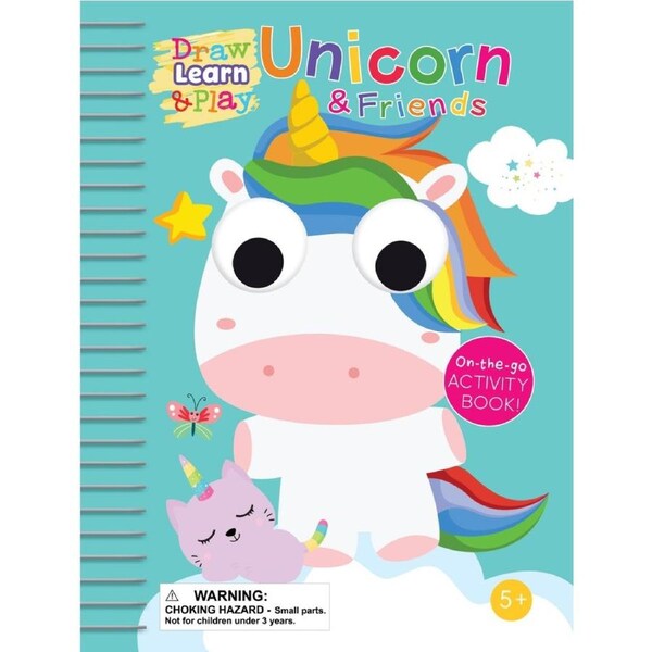 DRAW LEARN and PLAY Unicorn and Friends Wipe Clean Activity Board Book with Pen Educational Fun 3 Years Plus Multiple Colours by Buddy and Barney.
