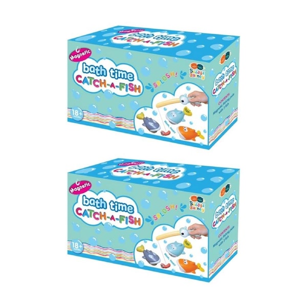 2PK Buddy & Barney Bath Time Catch A Fish Magnetic Fishing Set Kids Toy 18m+