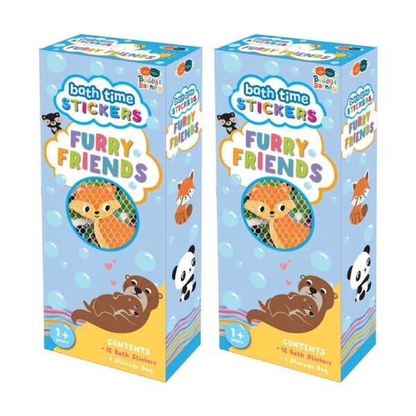 2x 12pc Buddy & Barney Bathtime Kids Bath Stickers Furry Friends EVA Foam 12m+