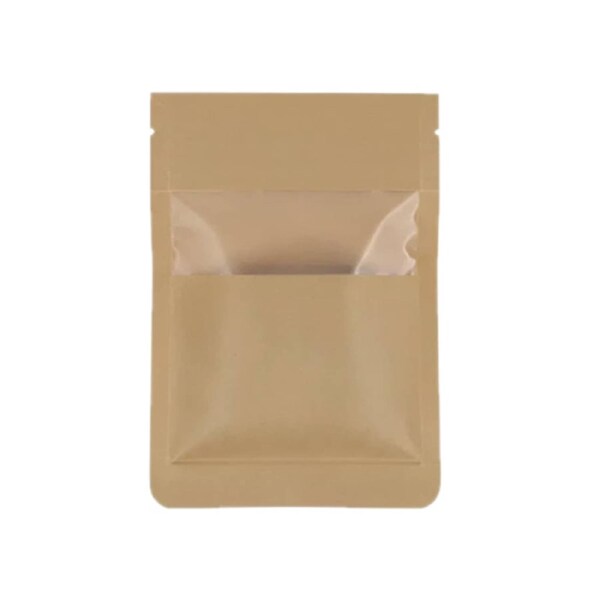 Deal365 50pcs Kraft Paper Bags Zip Lock Pouches Bag Resealable Window Pouch 14x20cm