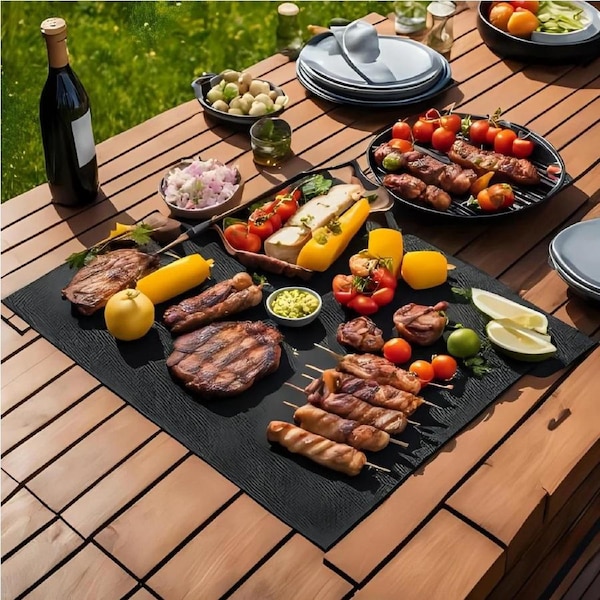 ASMOKE Copper & Black BBQ Grill Mats (2-Pack) - Non-Stick PTFE Coating, Cooking Mats