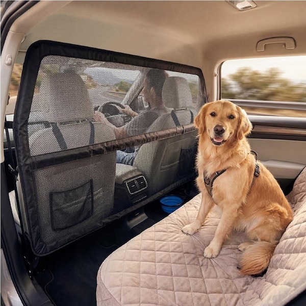 Pawz Dog Car Barrier Guard Back Seat Safety Protector Mesh Net Pet Large Divider