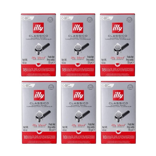 Illy Classico E.S.E. Coffee Pods Medium Roast – 108 Pack (6 x 18)