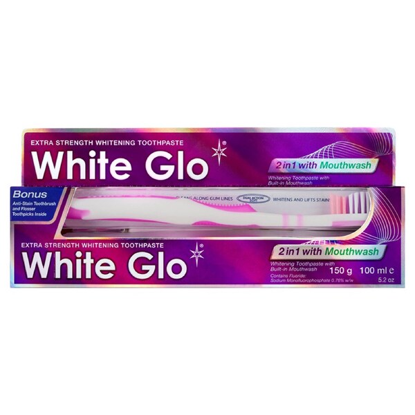 White Glo 2-in-1 Whitening Toothpaste With Mouthwash 150g