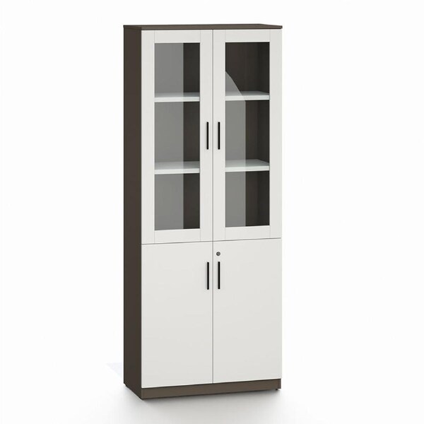 Hellofurniture Esma Storage Cabinet Filing Bookcases Unit with Glass Doors & Lockable Base