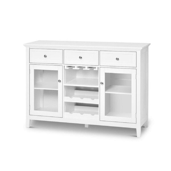 Hellofurniture Mission 3 Drawer 2 Door Buffet Sideboard with Wine Rack White