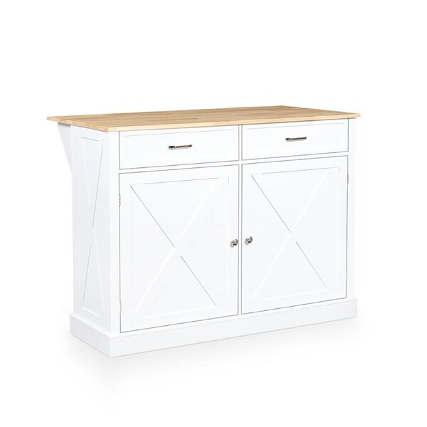 Hellofurniture Norman Kitchen Bar Island On Wheels Drop Leaf Bench Table Buffet Cart Sideboard Cabinet Rolling