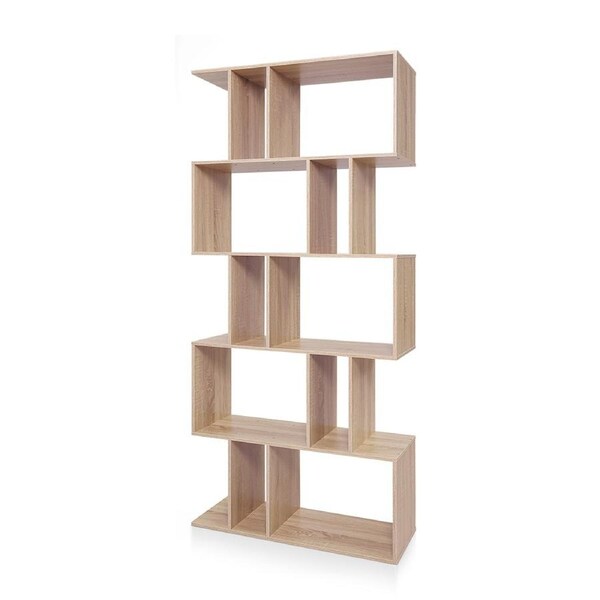 Hellofurniture Kian 5 Tier Display Shelf Bookshelf Unit Oak