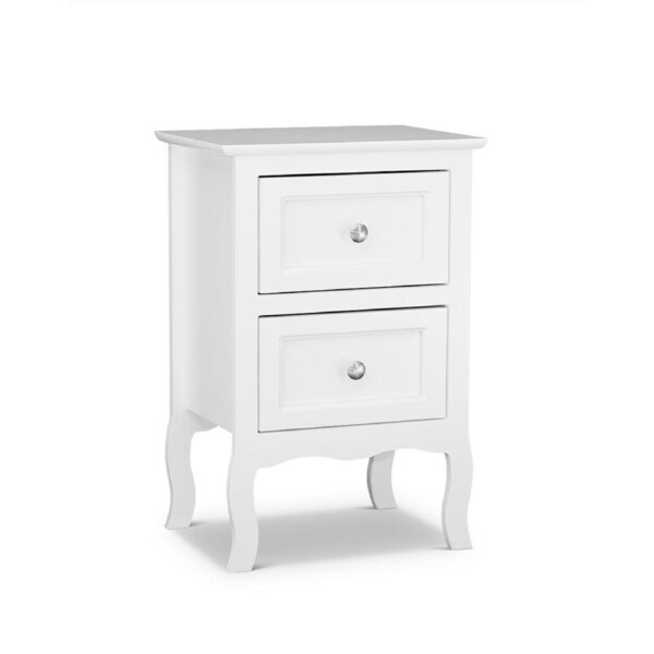 Hellofurniture Franco 2 Drawers Bedside Table White