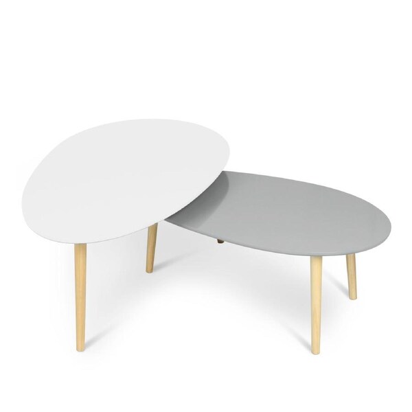 Hellofurniture Aura 2 Piece Drop Wood Coffee Table Set