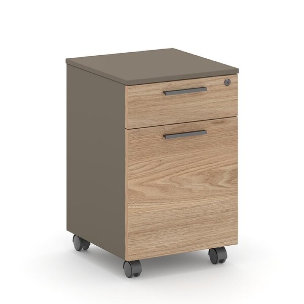Hellofurniture Ellis Mobile Pedestal Filing Cabinet Oak Grey