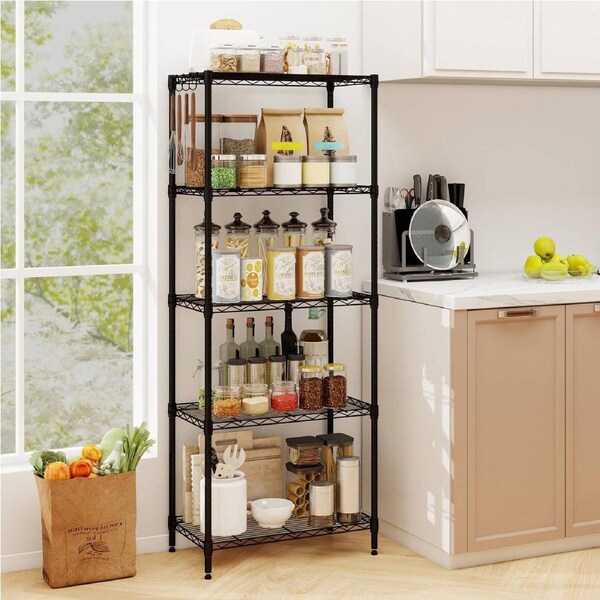 Giantex 5-Tier Heavy-Duty Adjustable Wire Shelving Unit w/Leveling Feet 340kg Load Capacity Metal Storage Rack Organizer Industrial Utility Shelves