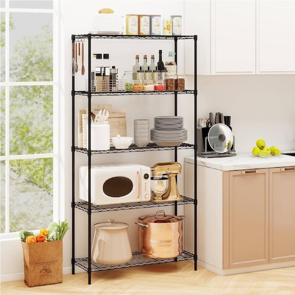 Giantex Utility Shelves 5-Tier Heavy-Duty Adjustable Wire Shelving Unit 565kg Load Capacity Metal Storage Rack Organizer for Kitchen Pantry Garage