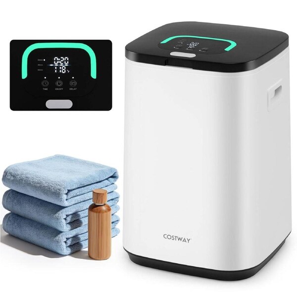 Giantex 23L Luxury Electric Towel Warmer Bucket w/24H Delay Timer Auto-Off & Child Lock Fits Up to 3 Large Towels (100x180 cm)Heated Spa Dryer for Bathroom