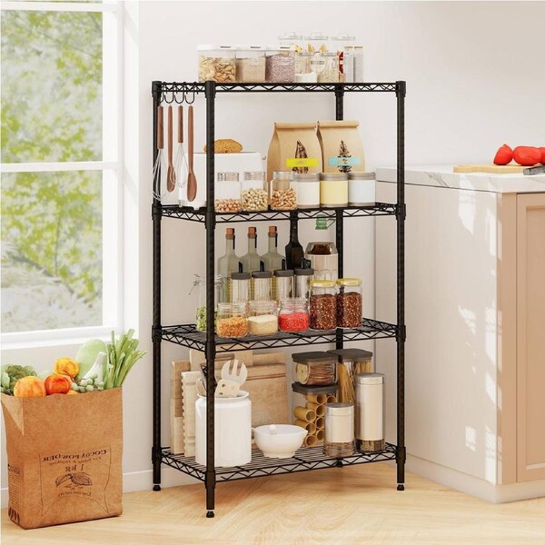 Giantex 4-Tier Heavy-Duty Adjustable Wire Shelving Unit w/Leveling Feet 272kg Load Capacity Metal Storage Rack Organizer Industrial Freestanding Shelves