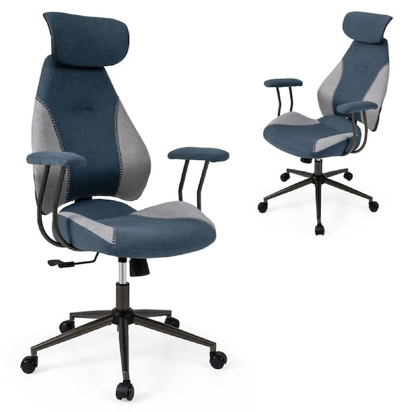 Giantex Ergonomic Office Chair w/Rolling Swivel Wheels Padded Armrests Computer Desk Chair Reclining Tilt Comfortable Gaming & Work Chair Gray
