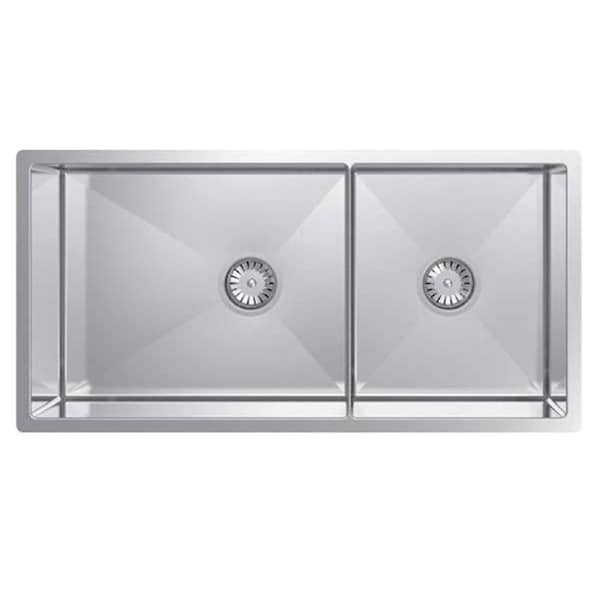Abey Piazza Double Square Bowl Undermount/Inset Sink CR500D