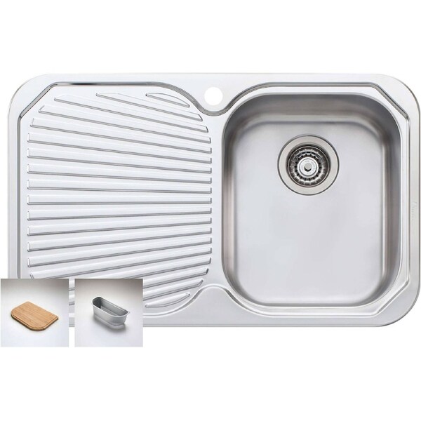 Oliveri Petite Single Right Hand Bowl Inset Sink With Drainer PE322