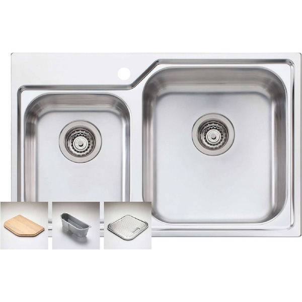 Oliveri Nu-petite 1 & 3/4 Double Right Hand Bowl Inset Sink NP616