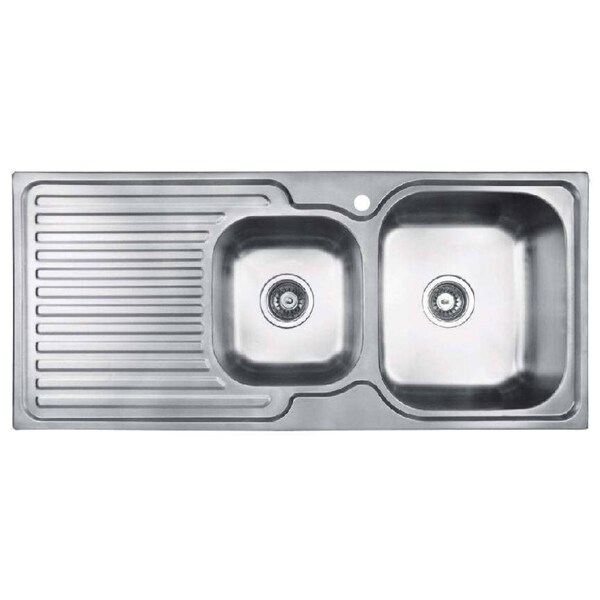 Abey 1 & 3/4 Entry Double Bowl Inset Sink EN175R