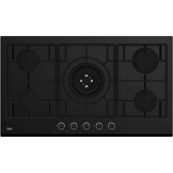 Beko 90cm Black Glass Gas Cooktop BCT90GG1