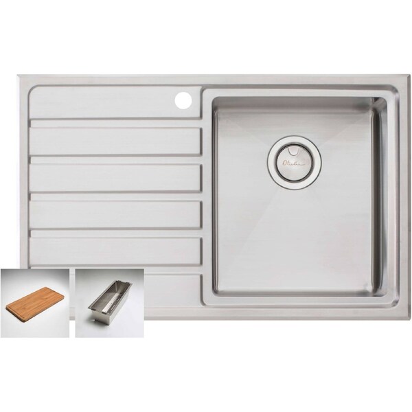 Oliveri Apollo Single Right Hand Bowl Inset/Undermount Sink With Drainer AP1422