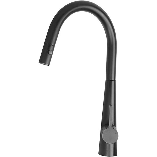 Artusi Gooseneck Pullout Kitchen Mixer Tap Matt Black ASM501MB