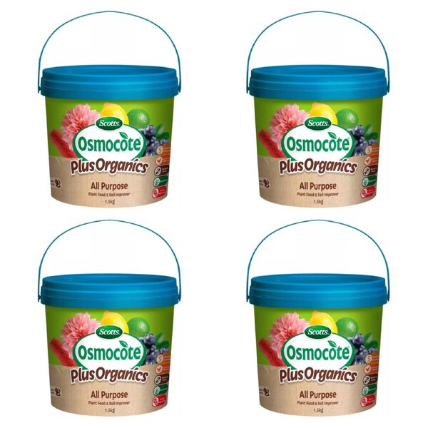Scotts 4 Pack 1.5kg Osmocote Plus Organics All Purpose Plant Food Fertiliser & Soil Improver