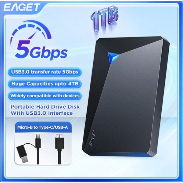 External Hard Drive High-Speed 5Gbps Transfer Portable HDD Storage Device New Dual Disk Design Mobile Hard Drive Mechanical Hard Drive 2026 Upgraded