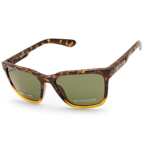 Dragon Burgee LL Havana/Grey-Green Mens Rectangular Designer Sunglasses