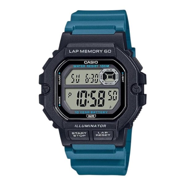 Casio WS-1400H-3 Mens Watch Digital Green Resin 100M Lap Memory Timer