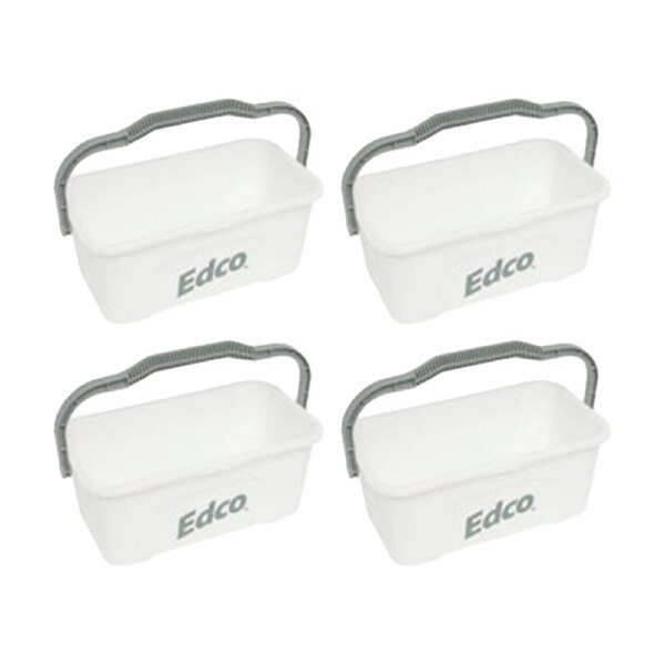 4PK Edco All-Purpose Mop and Squeegee Bucket W/ Durable Handle White 11L