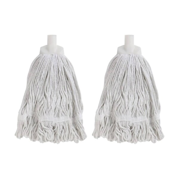 2PK Edco Enduro Heavy Duty Loop Ends Durable Yarn Round Mop White 350g