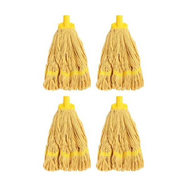 4PK Edco Enduro Heavy Duty Loop Ends Durable Yarn Round Mop Yellow 350g