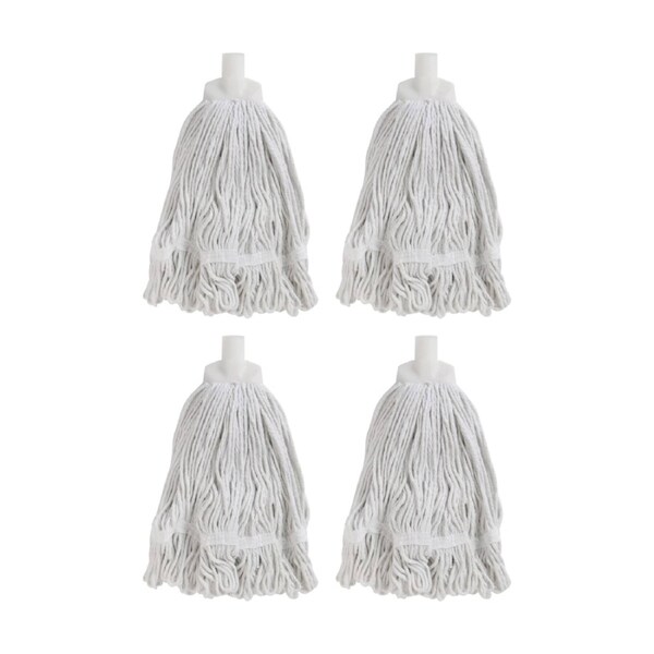 4PK Edco Enduro Heavy Duty Loop Ends Durable Yarn Round Mop White 350g