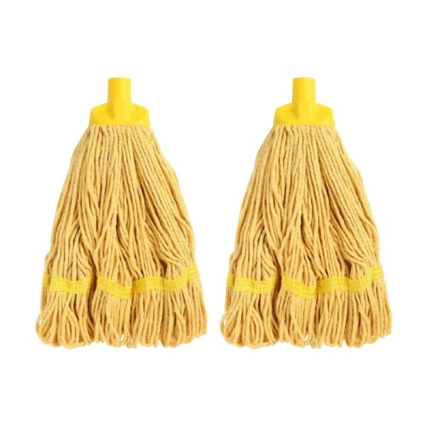 2PK Edco Enduro Heavy Duty Loop Ends Durable Yarn Round Mop Yellow 350g
