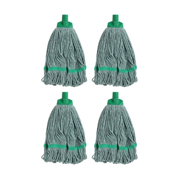 4PK Edco Enduro Heavy Duty Loop Ends Durable Yarn Round Mop Green 350g