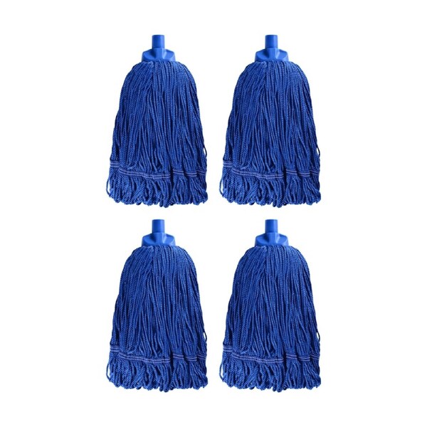 4PK Edco Heavy Duty Enduro 100 Percent Microfibre Mop Head Blue 350g