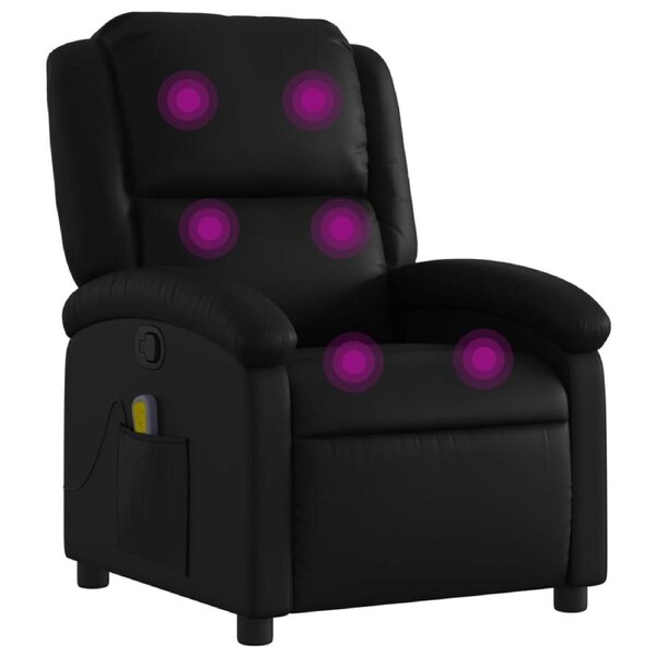 Massage Recliner Chair Black Faux Leather vidaXL