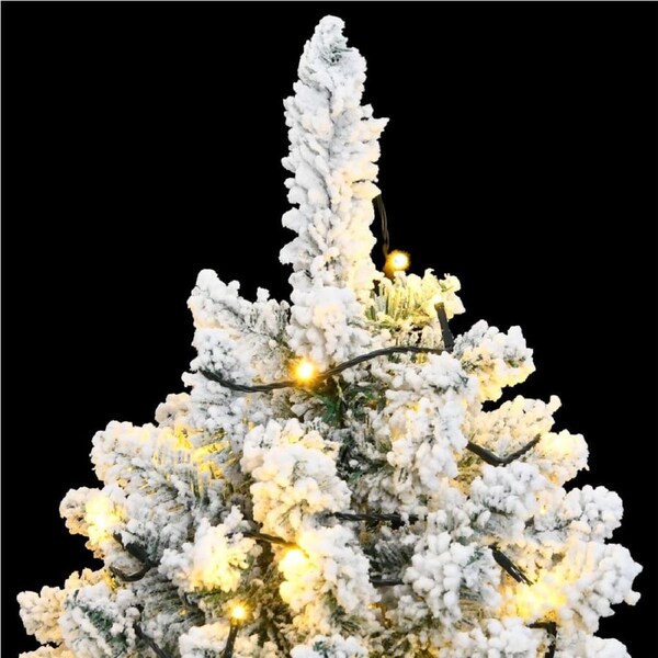 Artificial Hinged Christmas Tree 150 LEDs & Flocked Snow 150 cm vidaXL