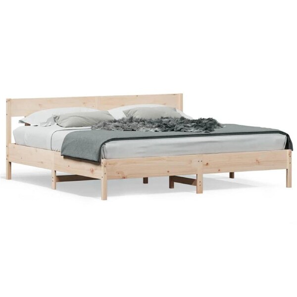 Bed Frame without Mattress 183x203 cm King Solid Wood Pine vidaXL