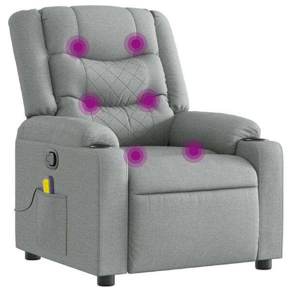 Massage Recliner Chair Light Grey Fabric vidaXL
