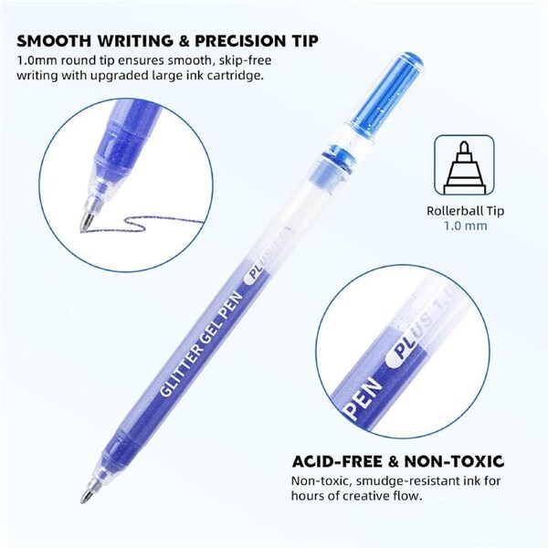 HOLALA Sparkling Gel Pens 54Pack Shining Colors Ink Pen with 1.0 mm